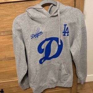 Gray Hoodie with Blue Dodgers Logo